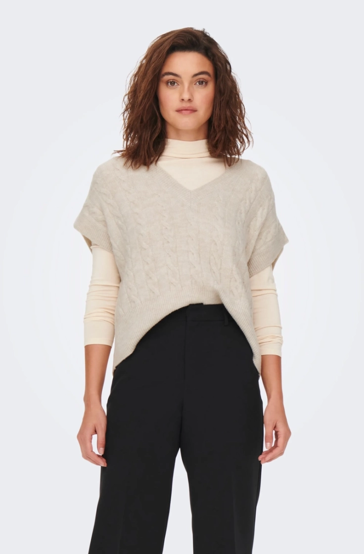 onlmelody vest knt oatmeal melange