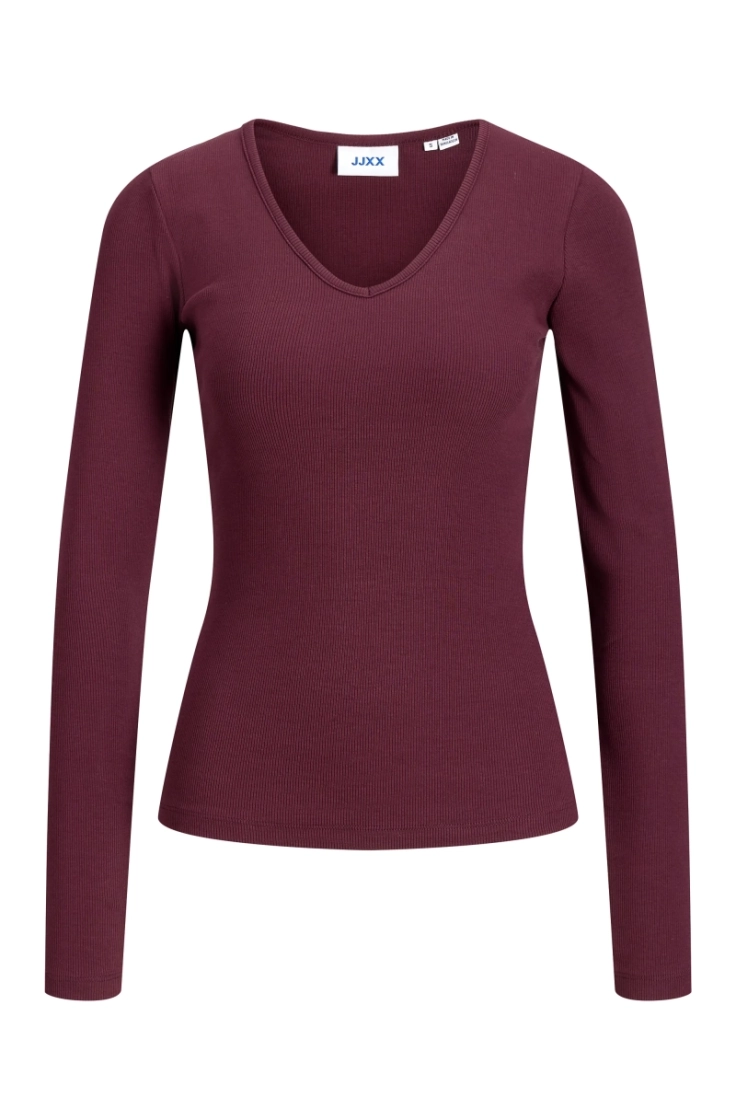 jxfreya str ls v-neck top jrs winetasting