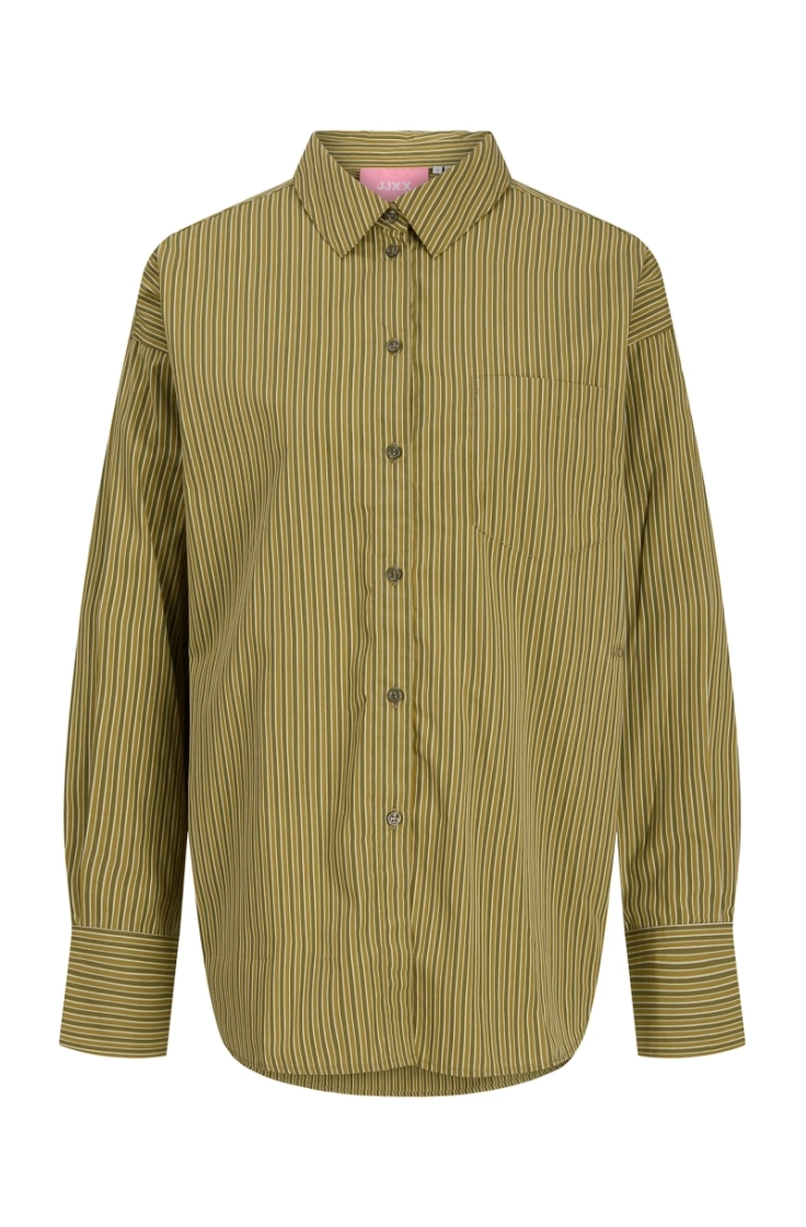 jxjamie ls relaxed poplin shir green moss nutr
