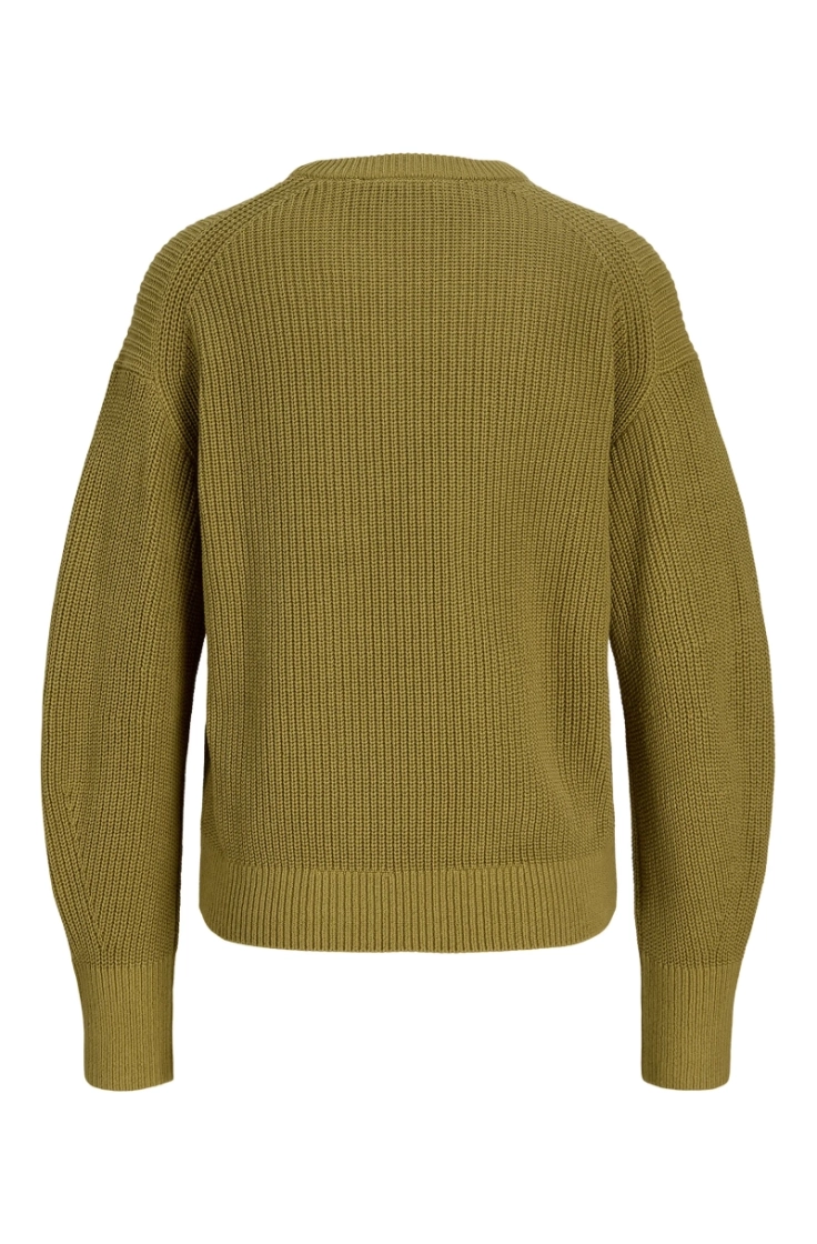 jxmila twist crew neck knit green moss