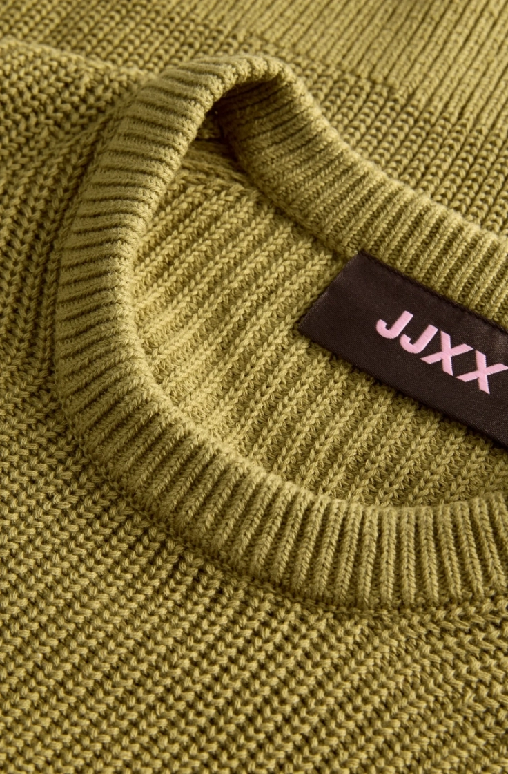 jxmila twist crew neck knit green moss