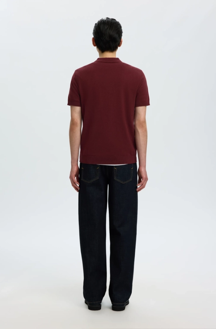 slhberg ss knit polo tawny port