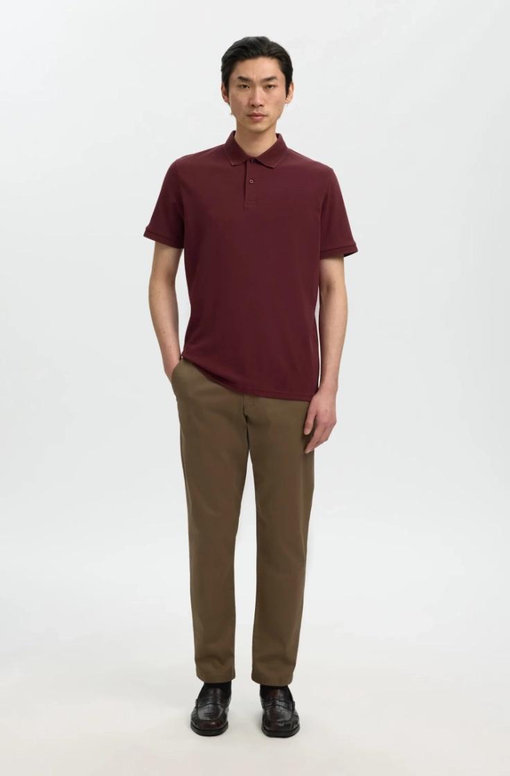 slhfave button ss polo tawny port