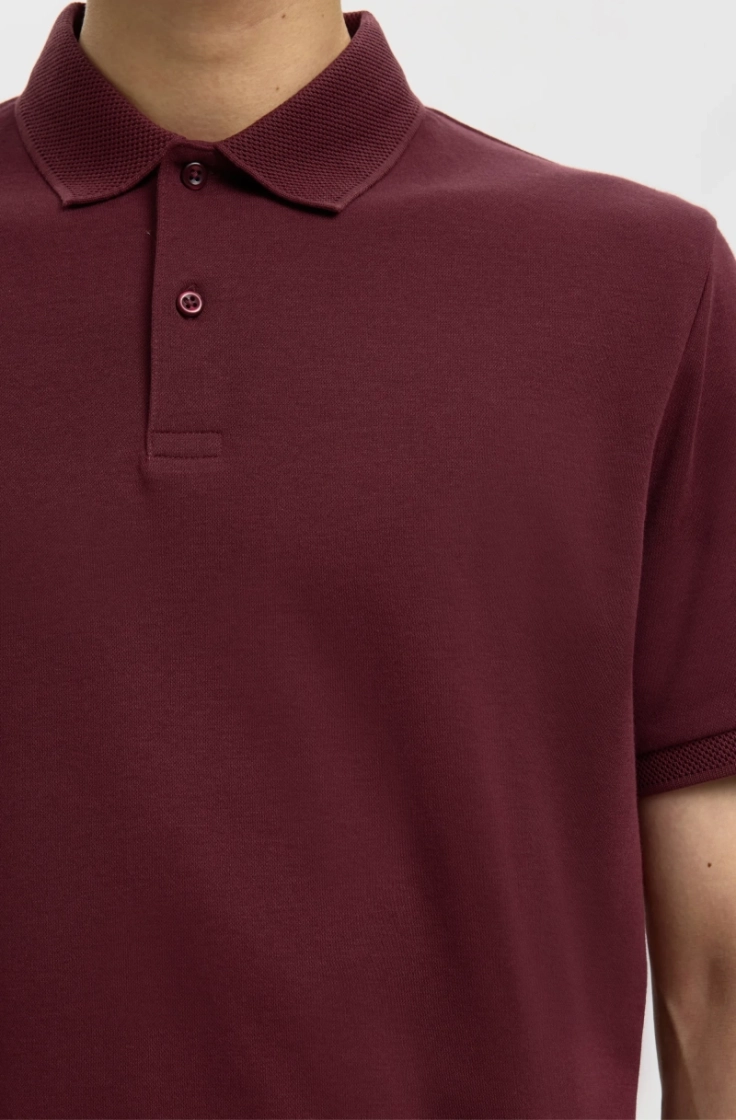 slhfave button ss polo tawny port