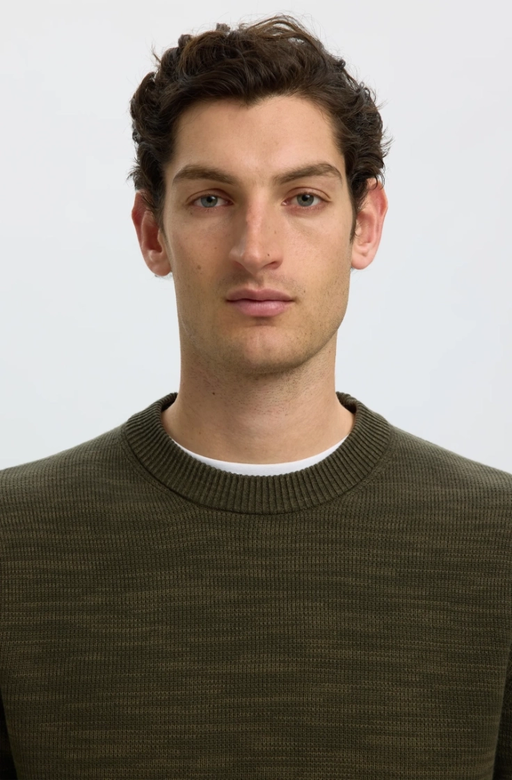 slhdane ls knit structure crew forest night ka