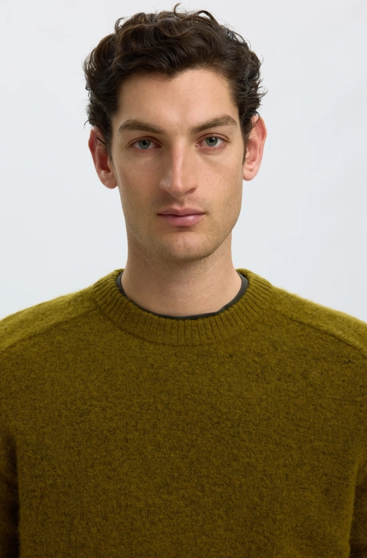 slhrai ls knit crew neck fir green