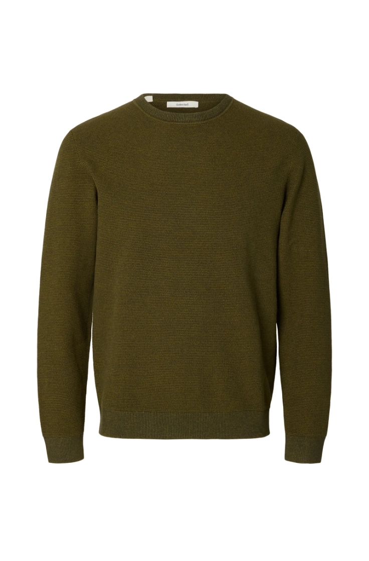 slhross ls knit structure crew forest night
