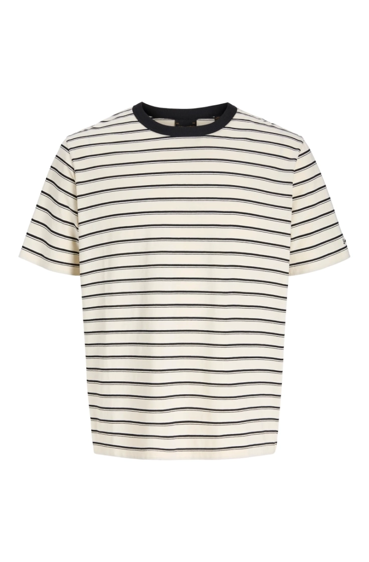 jjaxel stripe tee ss crew neck antique white s