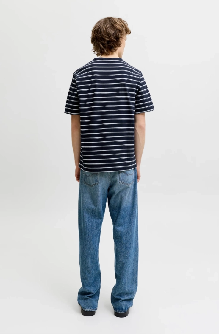 jjaxel stripe tee ss crew neck navy blazer str