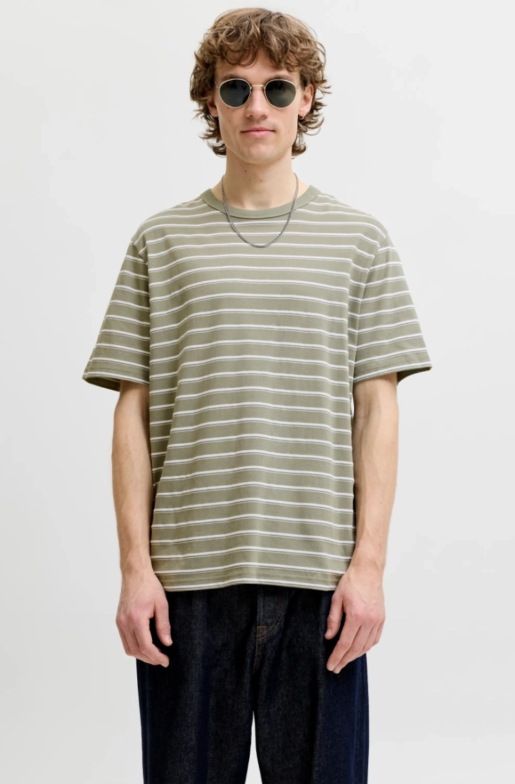 jjaxel stripe tee ss crew neck vetiver str.clo