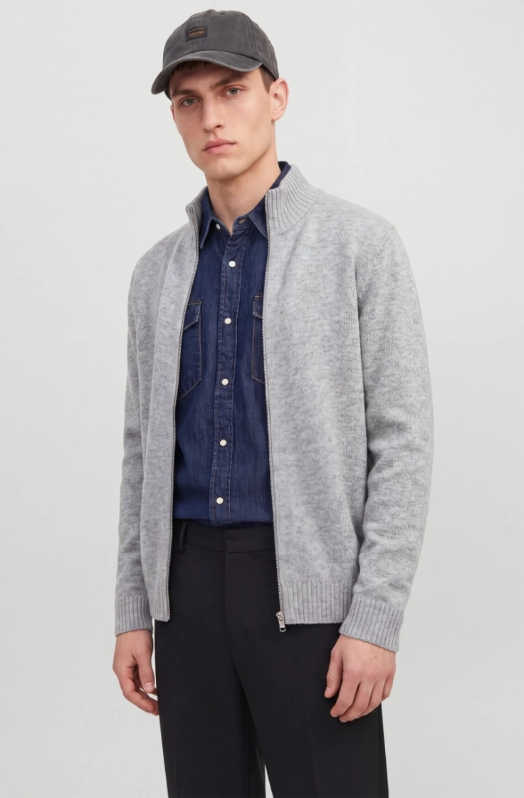 jjshoho ollie knit  high neck  light grey mela