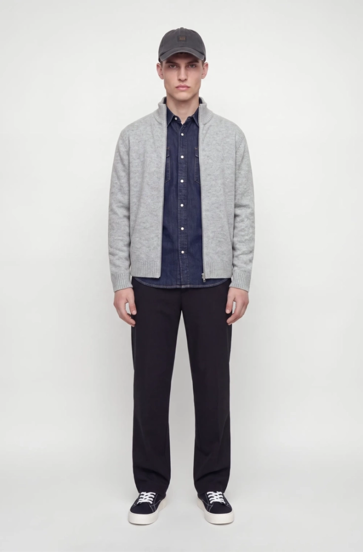 jjshoho ollie knit  high neck  light grey mela