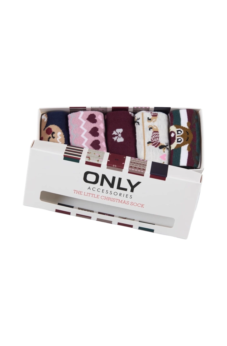 kogchristmas 5-pack socks in a cabernet multi 