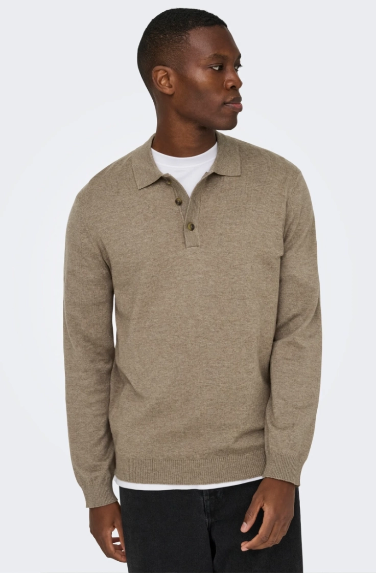 onsloui reg 12 ls mel polo kni desert taupe me
