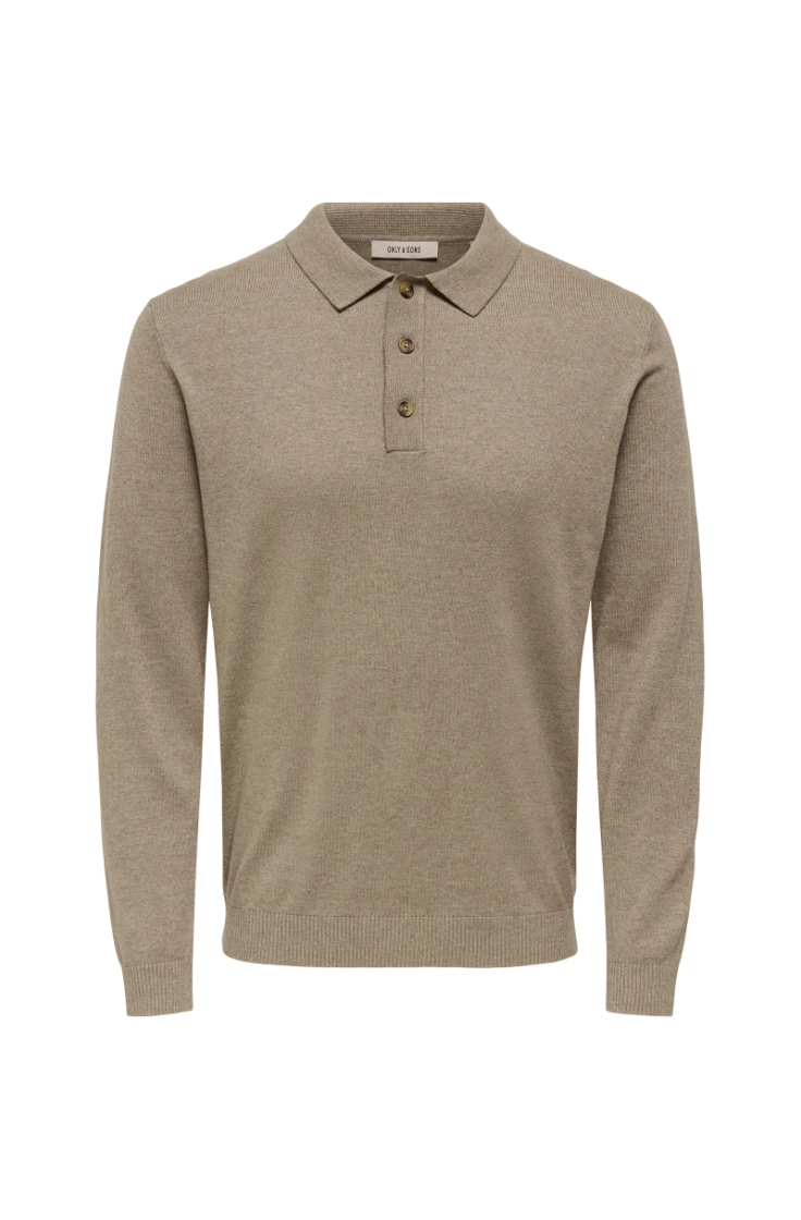 onsloui reg 12 ls mel polo kni desert taupe me