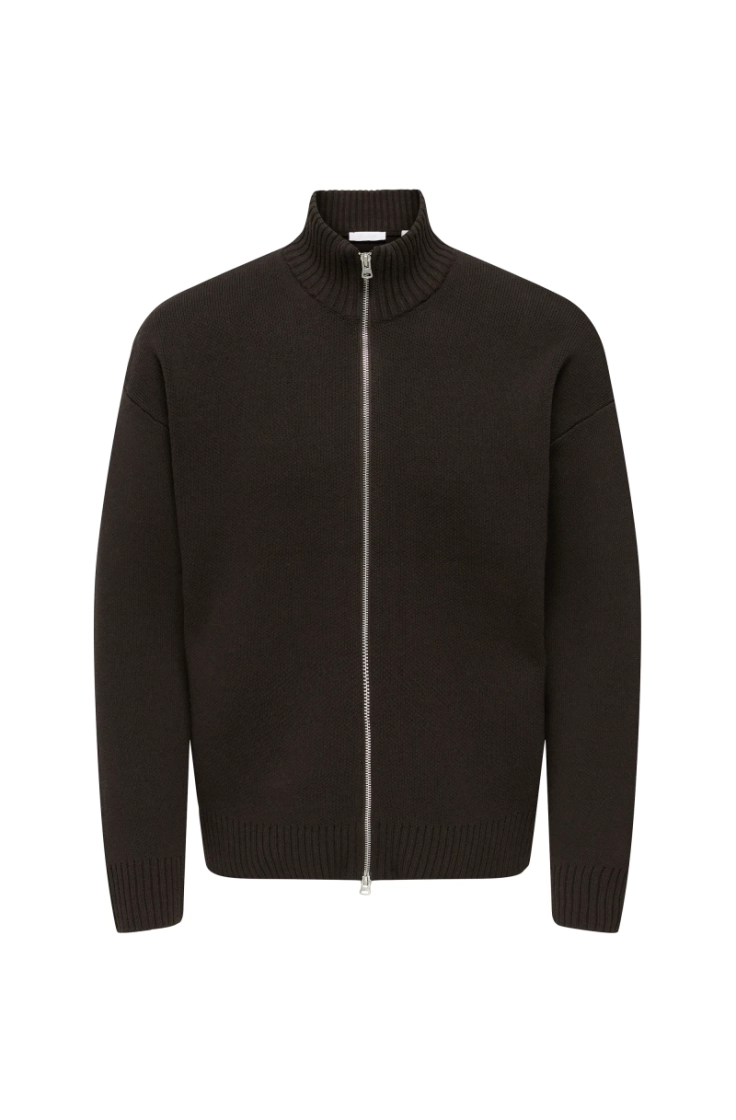 onsblake ds high neck cardigan coffee bean