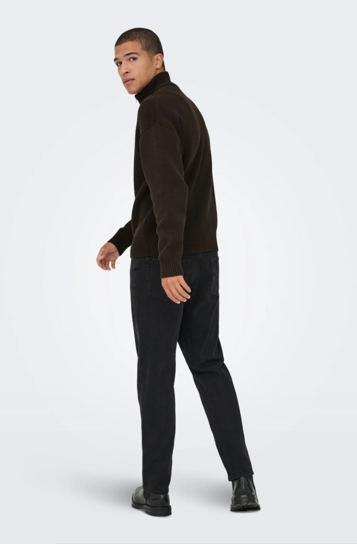 onsblake ds high neck cardigan coffee bean