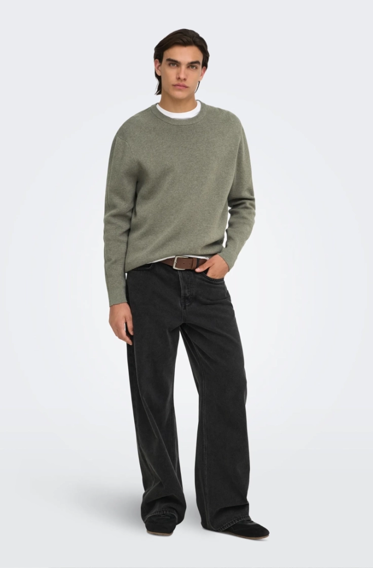 onsting rlx crew neck knit castor gray