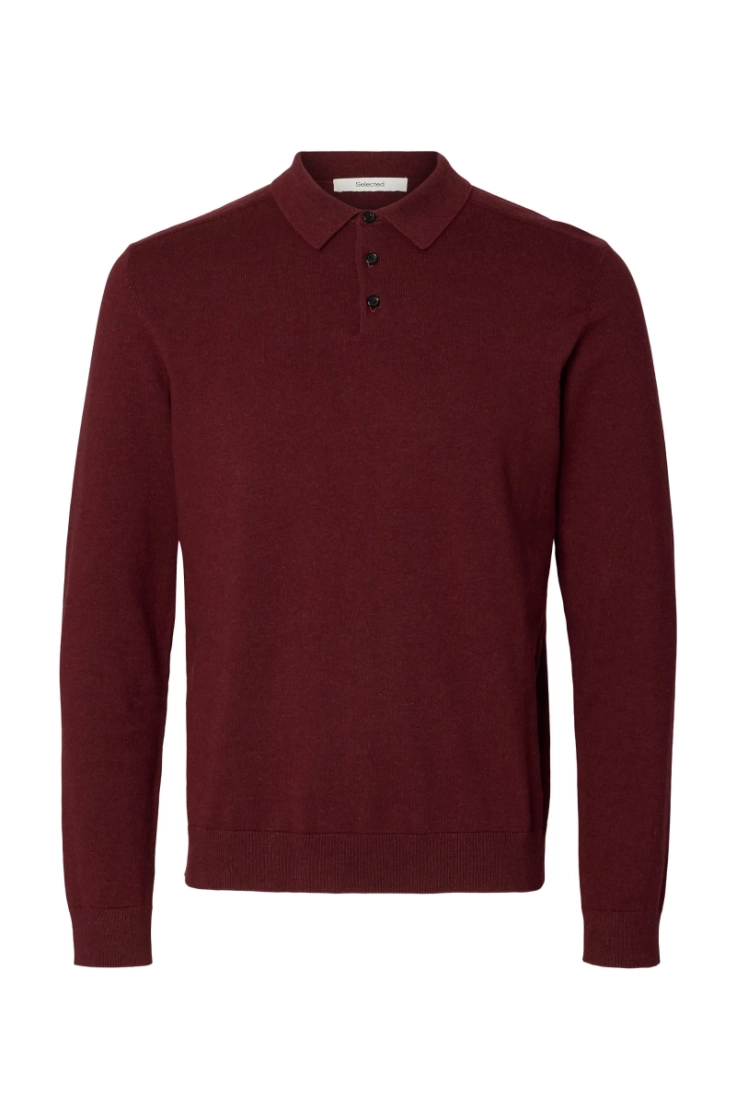 slmberg ls knit polo tawny port mela