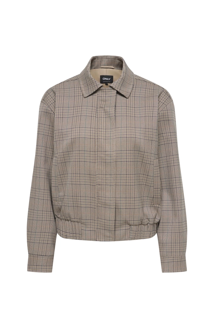 onlursula check bomber jacket  toasted coconut