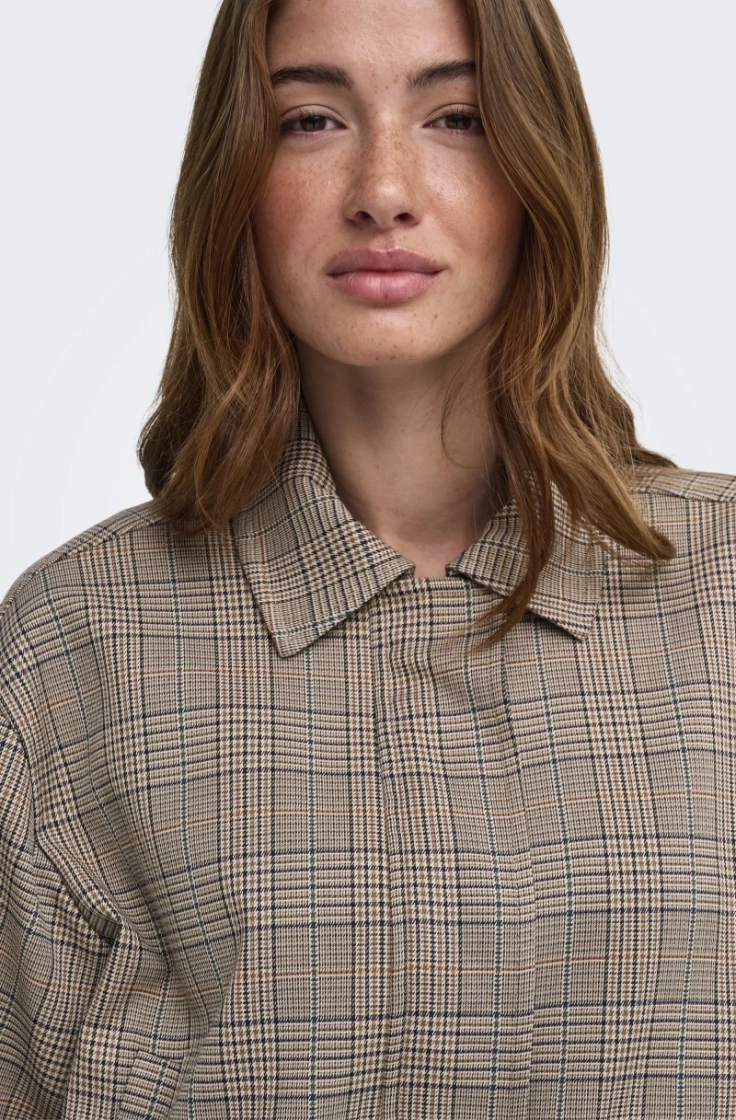 onlursula check bomber jacket  toasted coconut
