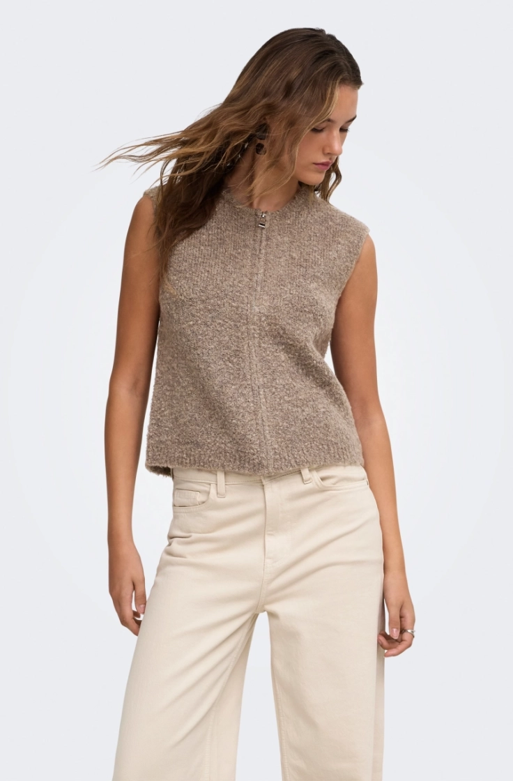 onlbouble sl o-neck zip vest k bracken mel/sil