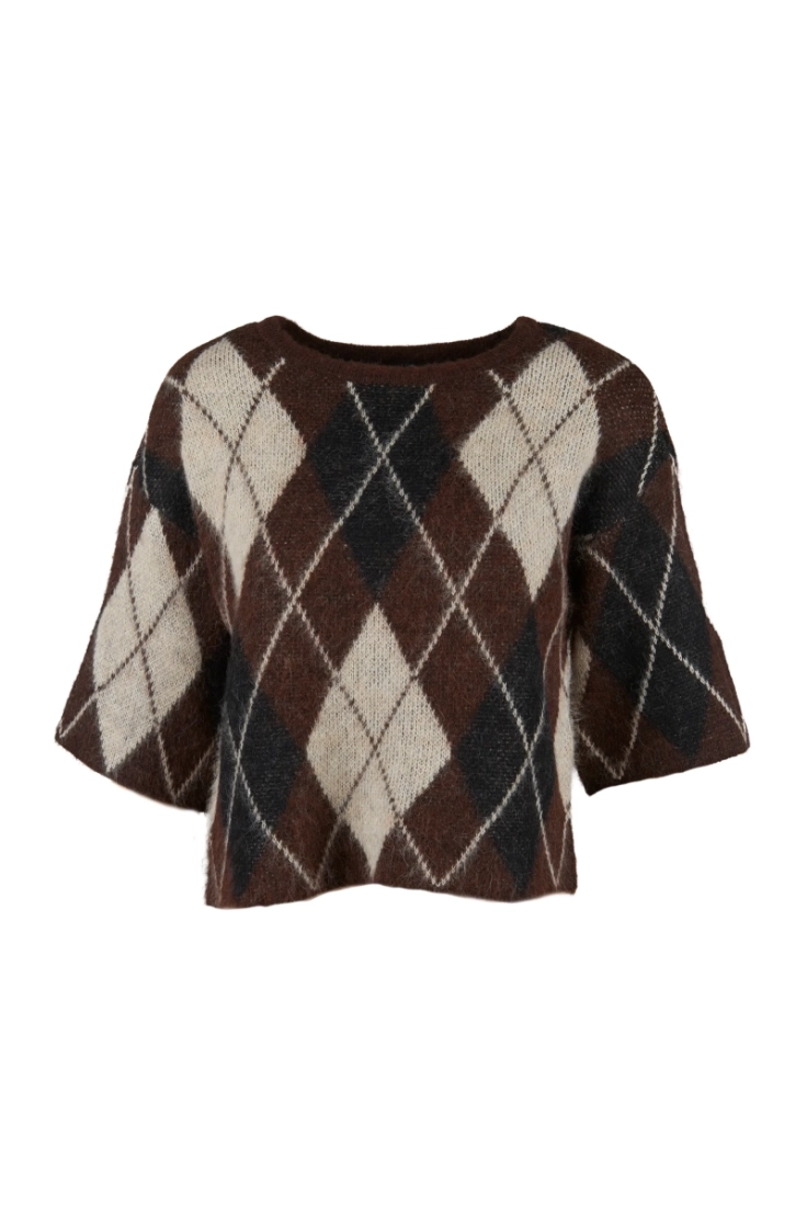 onlnoeme ss pattern o-neck knt coffe bean big 