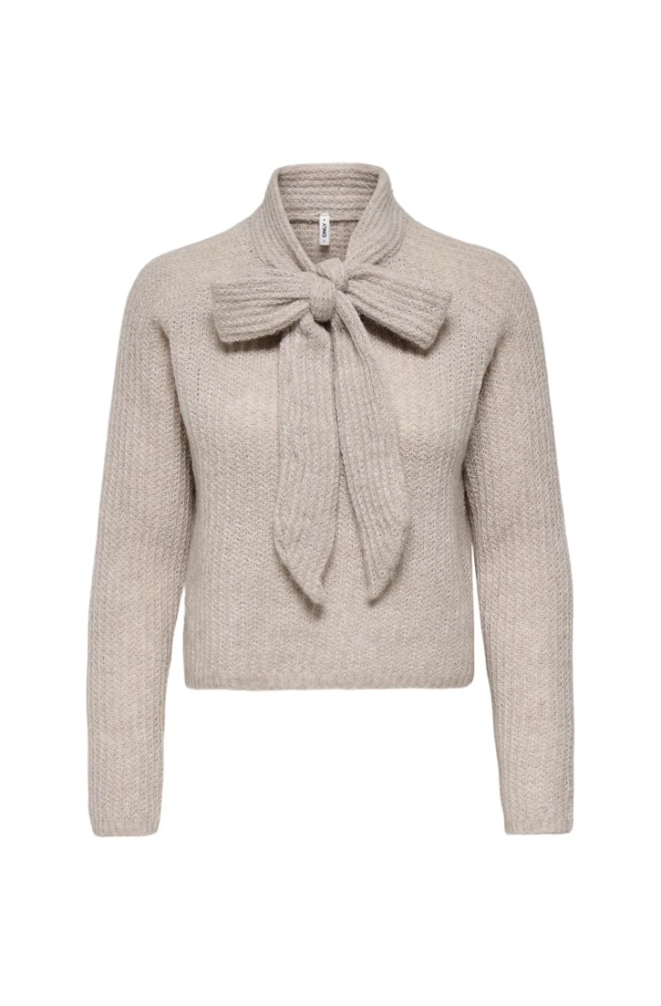 onlkappa ls bow highneck knt string melange