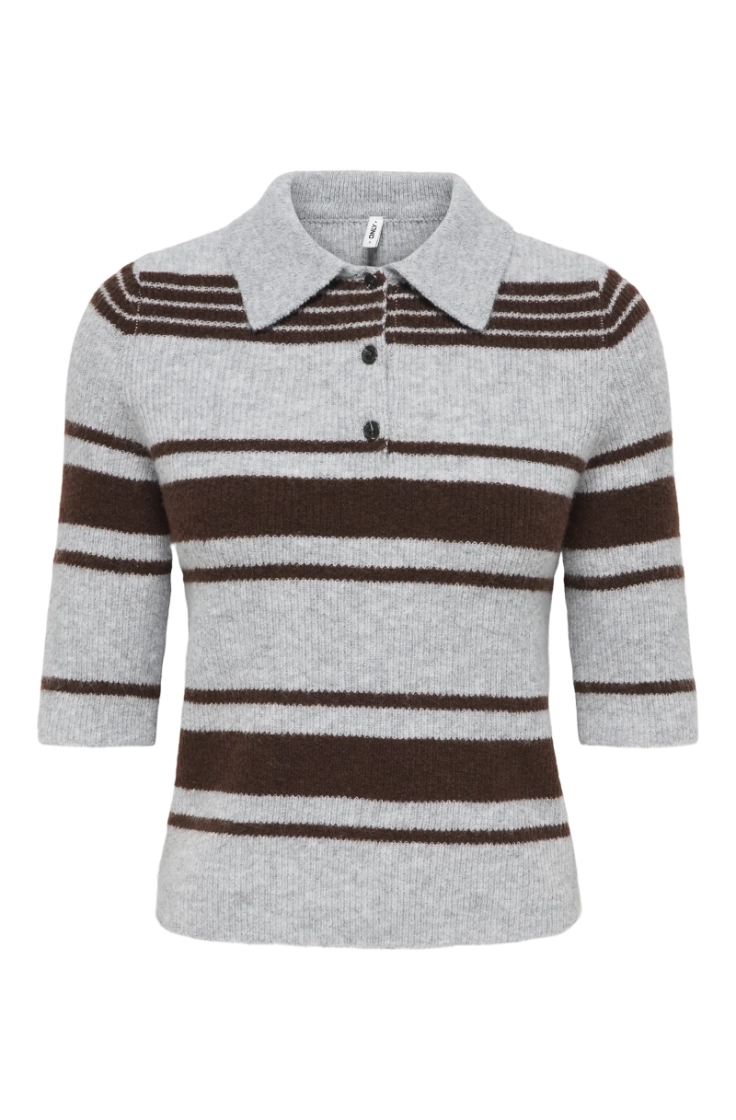 onllouisia ss collar polo knt light grey mela