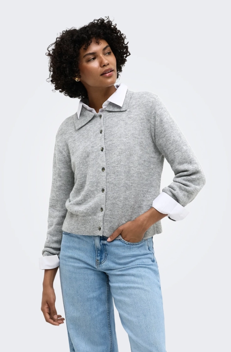 onlalivia ls polo cardigan knt light grey mela