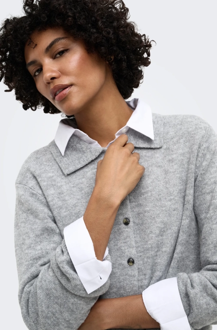 onlalivia ls polo cardigan knt light grey mela