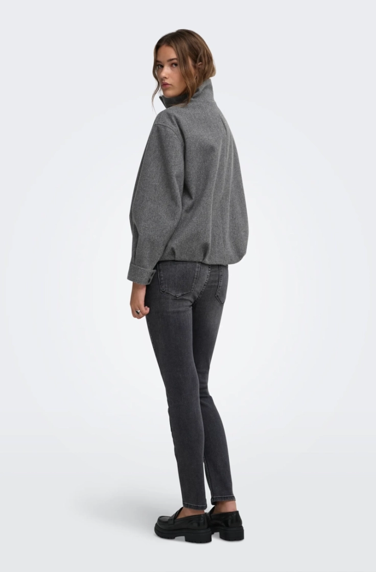 onlasta high collar bomber jac dark grey melan