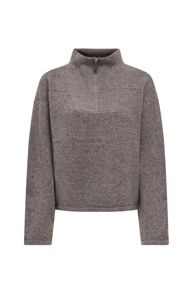 onlclara ls half zip knt bracken mel/sil