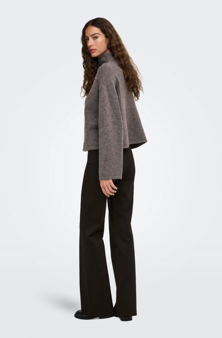 onlclara ls half zip knt bracken mel/sil