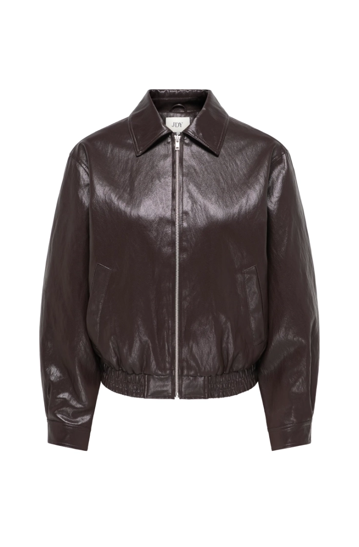 jdyabby faux leather jacket ot chocolate torte
