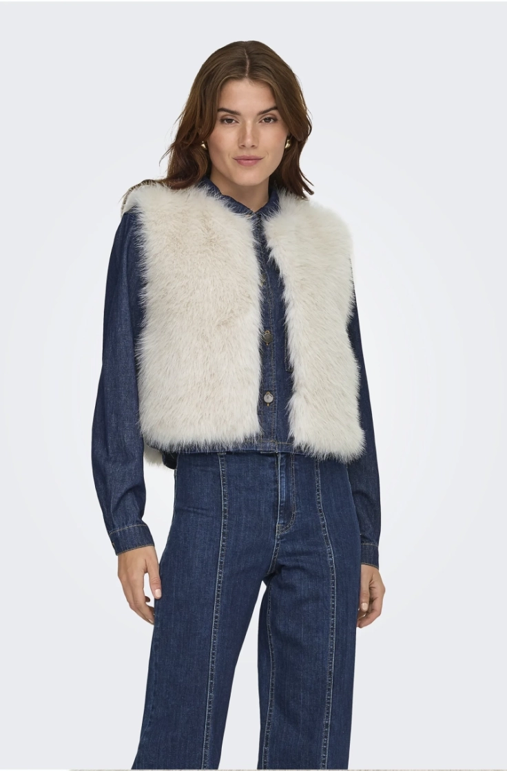 jdyora faux fur waistcoat otw birch