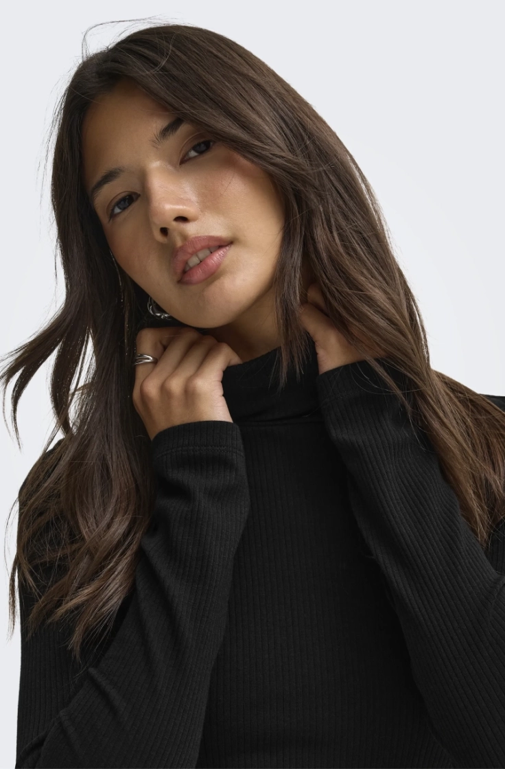 jdyreno ls highneck top jrs di black