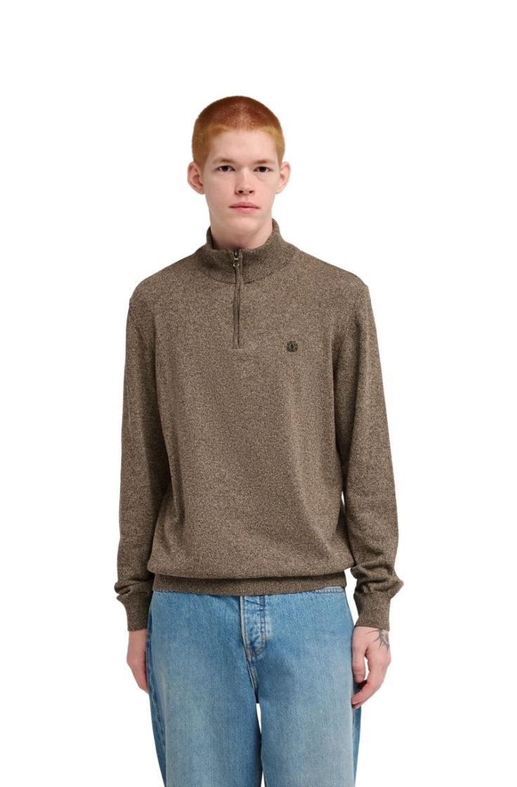 icon embroidery quarter zip cqkh sepia heat
