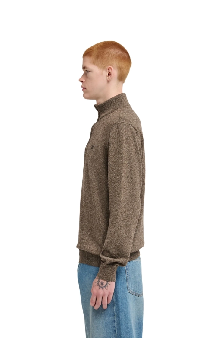 icon embroidery quarter zip cqkh sepia heat