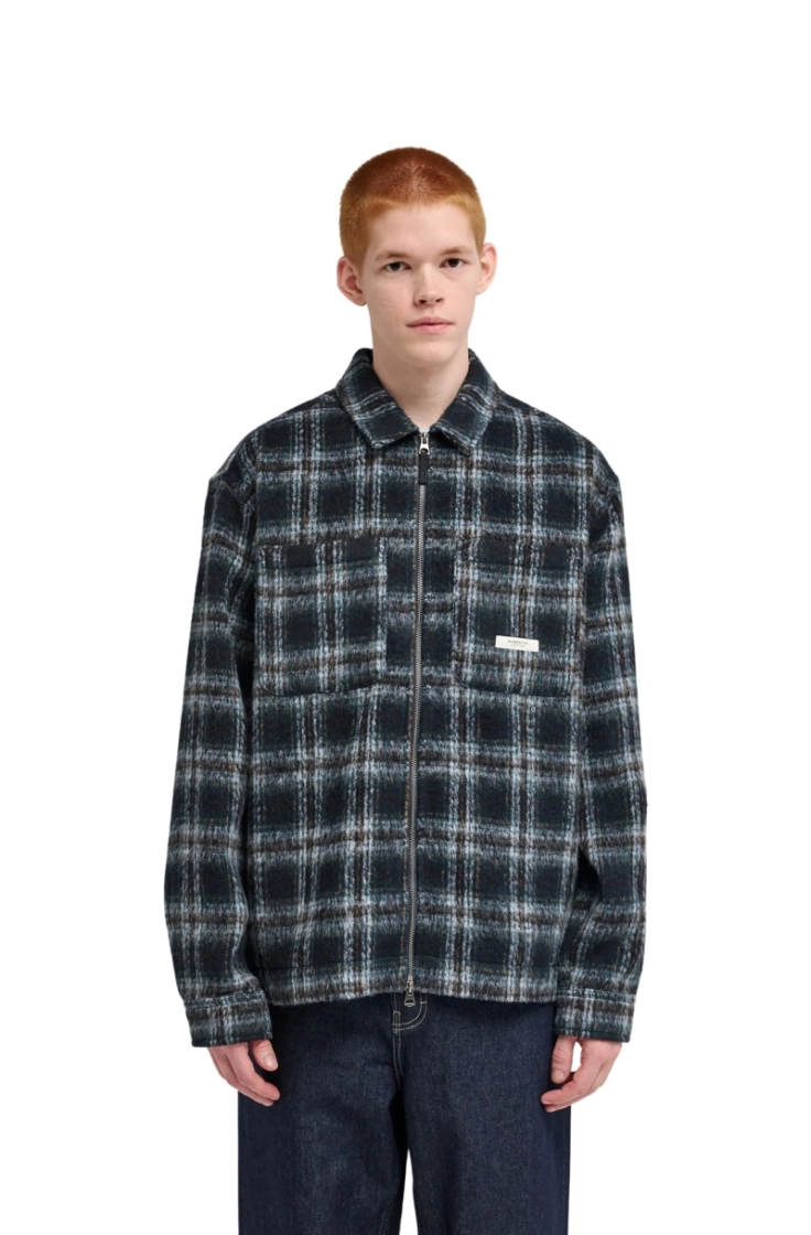 fuzzy check zip overshirt krd1 brushed pl