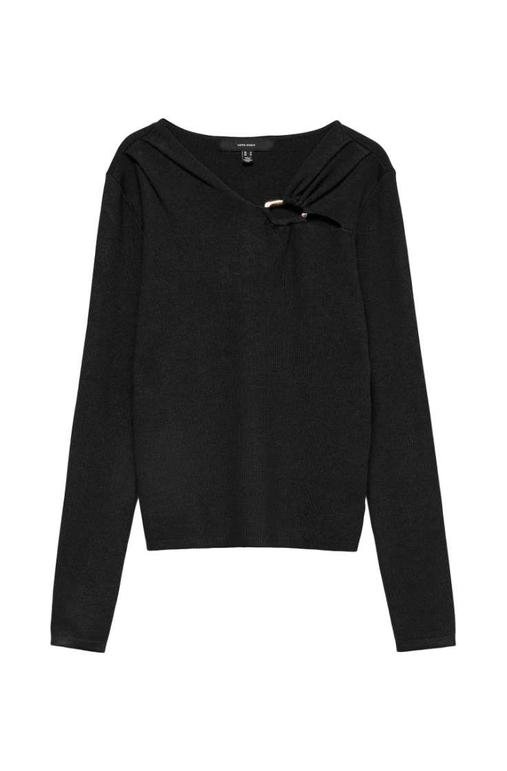 vmjain buckle v-neck pullover black w.gold