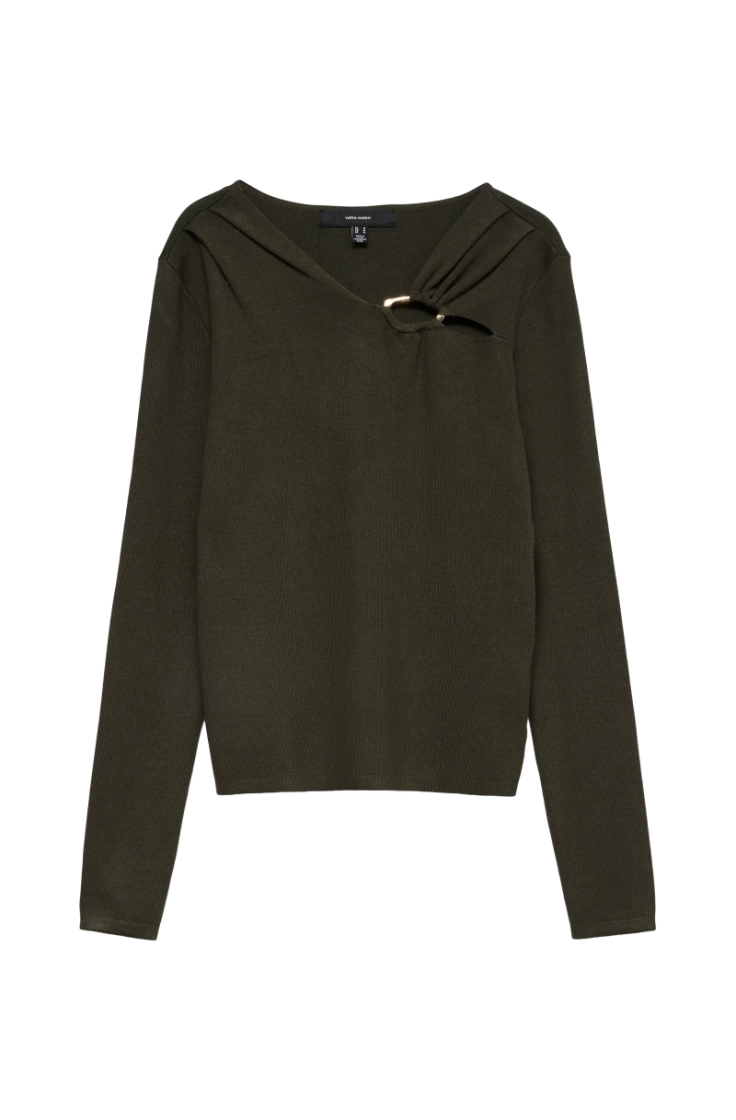vmjain buckle v-neck pullover forest night w.