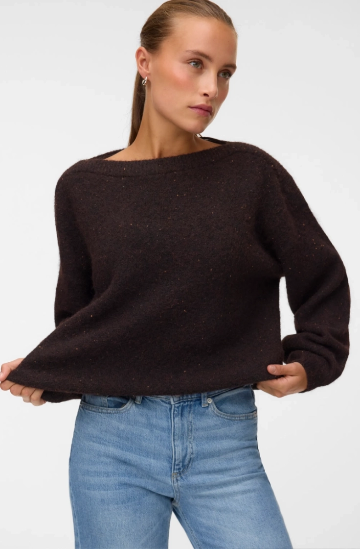 vmetta ls boatneck pullover chocolate torte