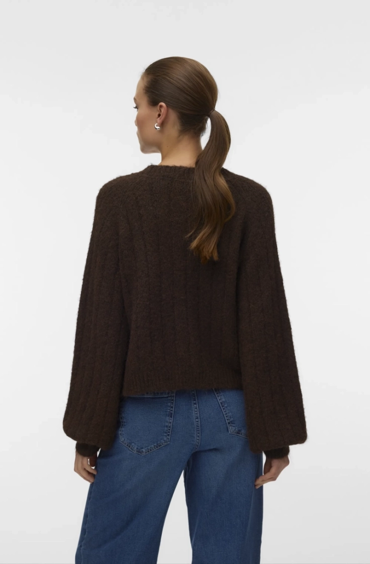 vmsally ls v-neck cardigan chocolate torte