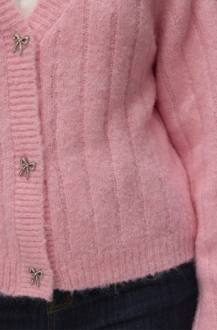 vmsally ls v-neck cardigan parfait pink