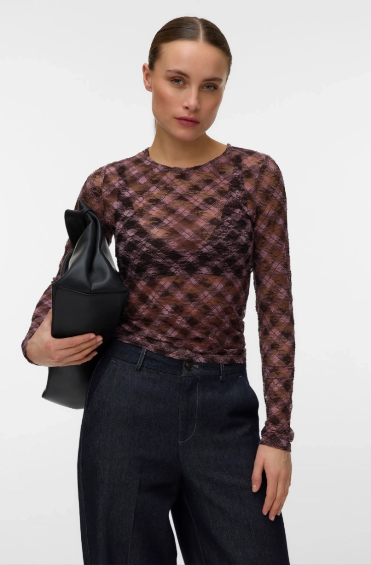 vmbonita ls o-neck top jrs elderberry choc
