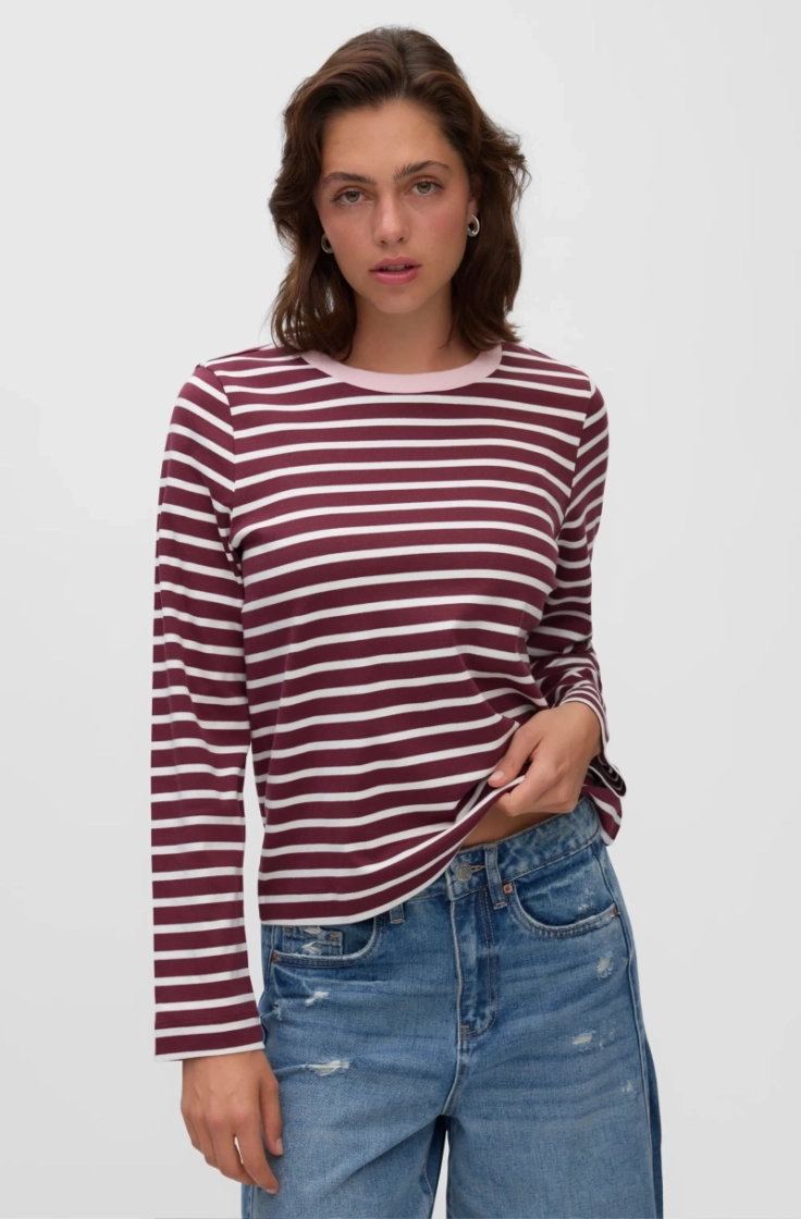 vmbopha ls o-neck contrast top windsor wine st