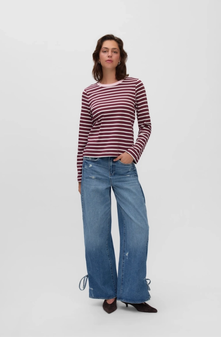 vmbopha ls o-neck contrast top windsor wine st