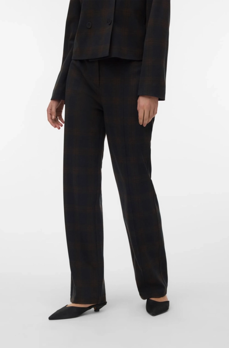 vmmalli hw straight check pant navy blazer cho