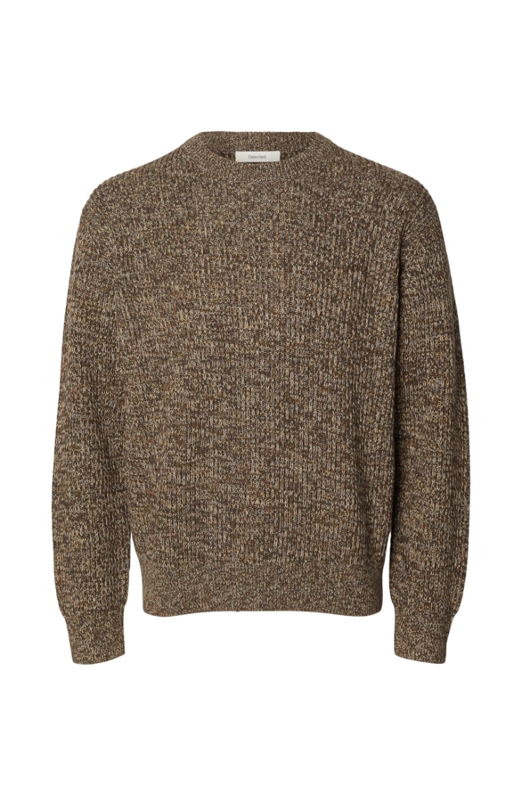 slmtilum ls knit crew neck turkisch coffee
